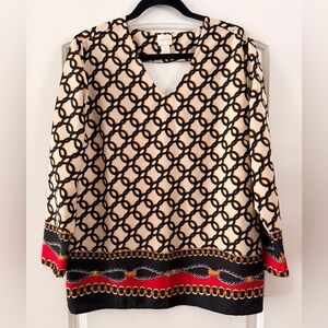 Chico's Black Nautical Patterned Women's Top, Size 2